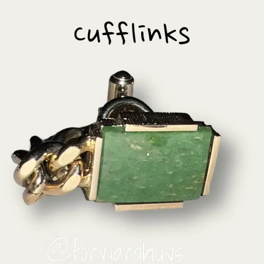 Vintage Stone Cufflinks with Goldtone Chain